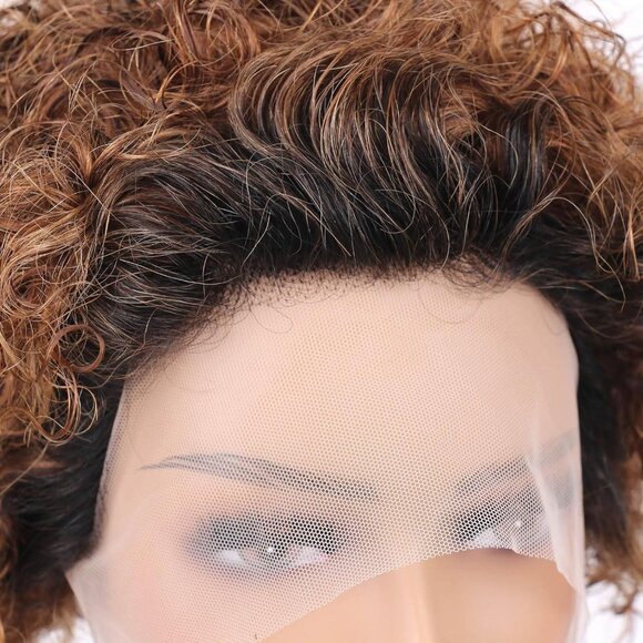 Honey Blonde Pixie Cut Wigs Human Hair for Black Women 13X1 Lace Frontal Wigs Sh - Picture 5 of 7